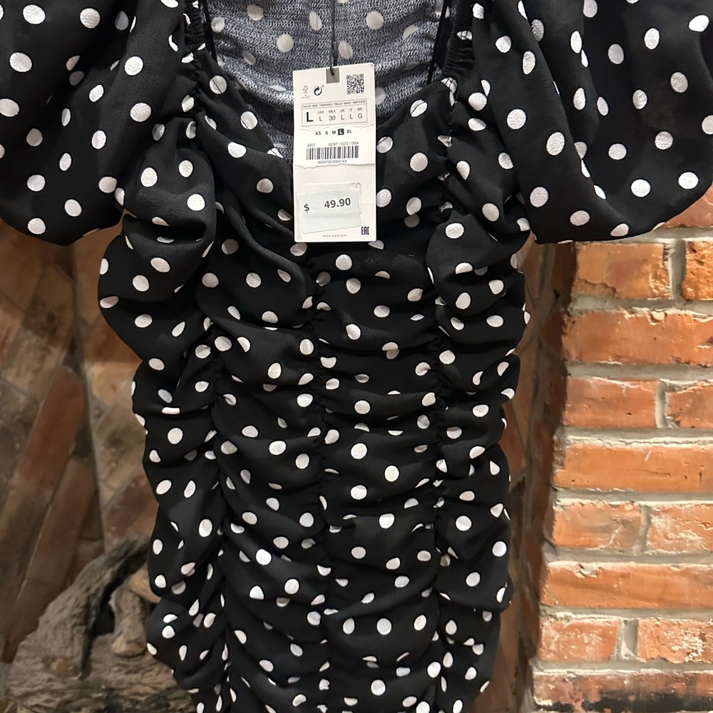Zara Black and White Polka Dot Dress
